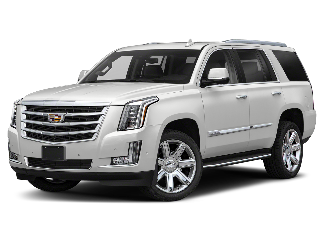2019 Cadillac Escalade Luxury in Crystal White Tricoat — front three-quarter view
